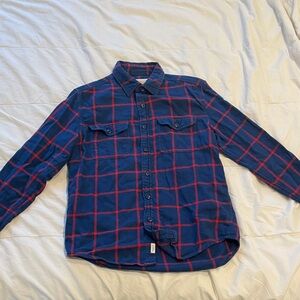 American Eagle Outfitters Navy and Red Plaid Shirt